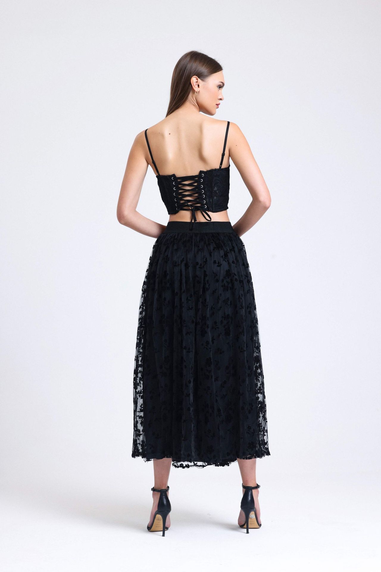 Tulle Lace High Waist Maxi Skirt