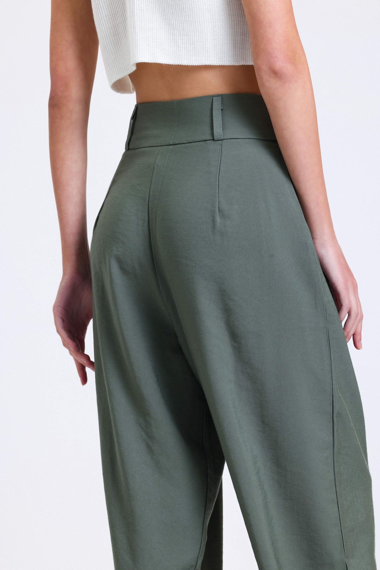 High Waist Pleated Wide Leg Trousers