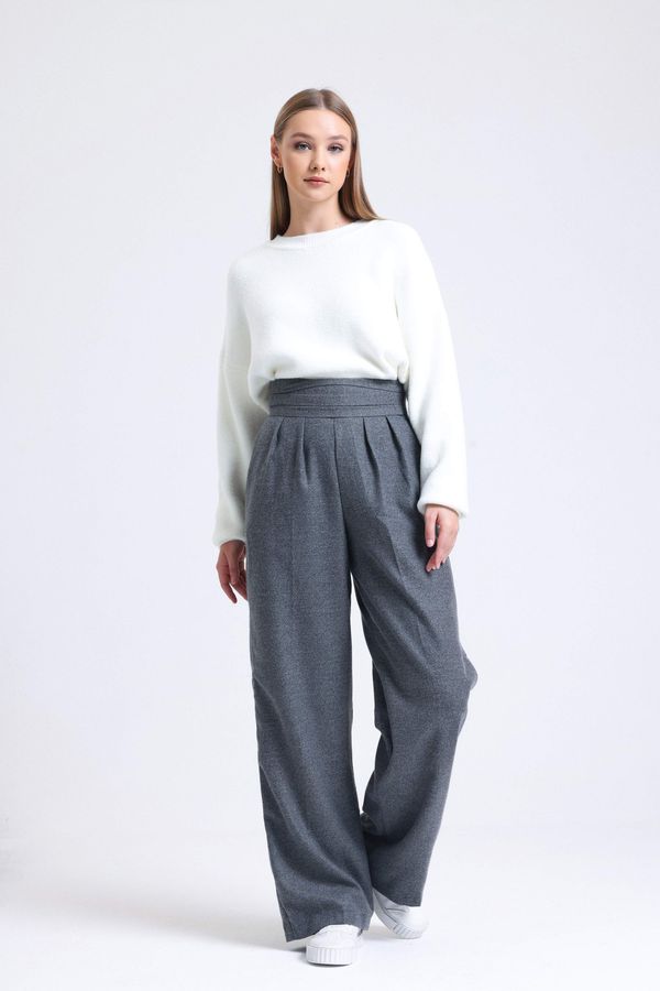 High Waist Wide Leg Trousers with a Belt Detail 2