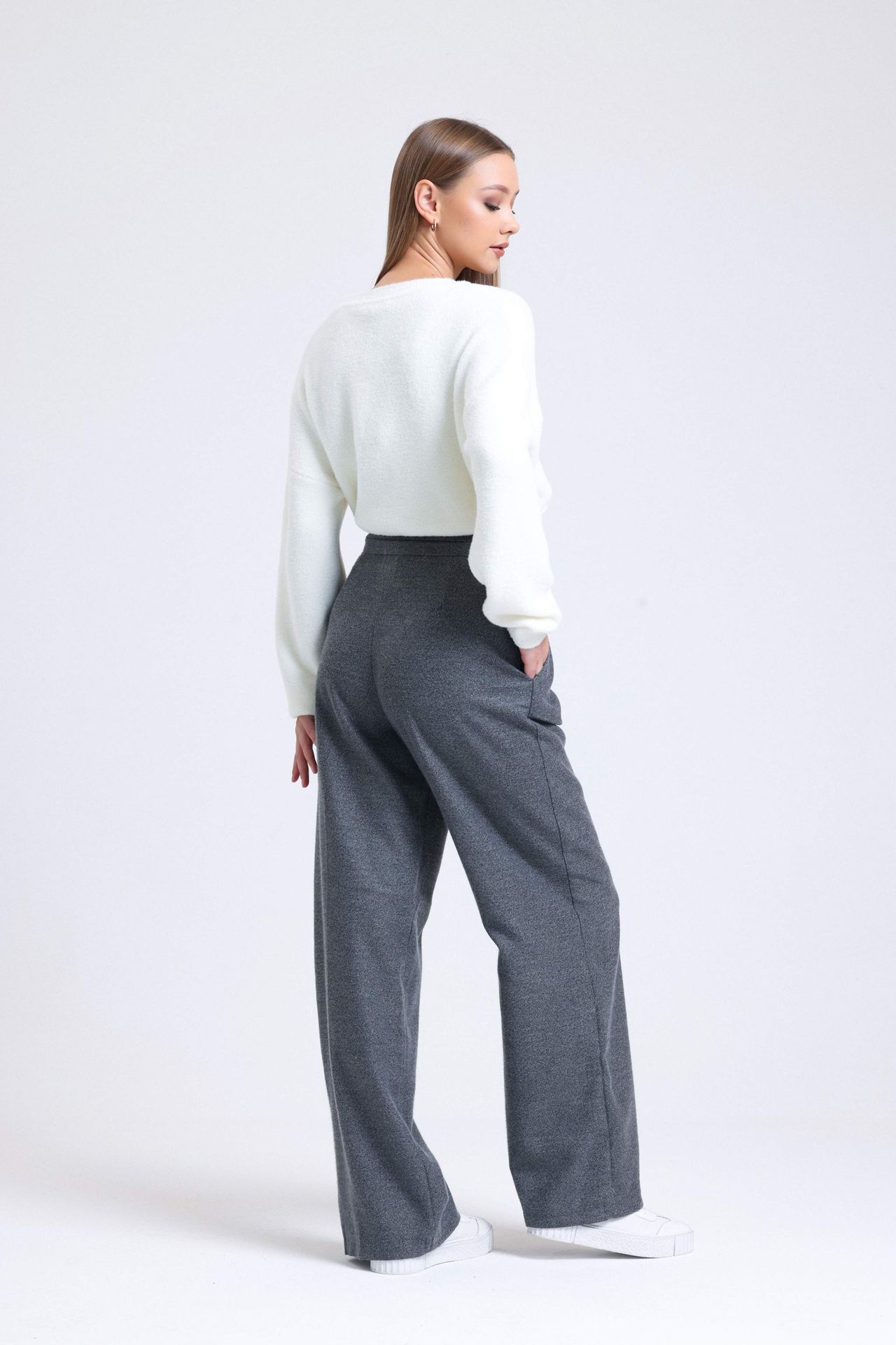 High Waist Wide Leg Trousers with a Belt Detail