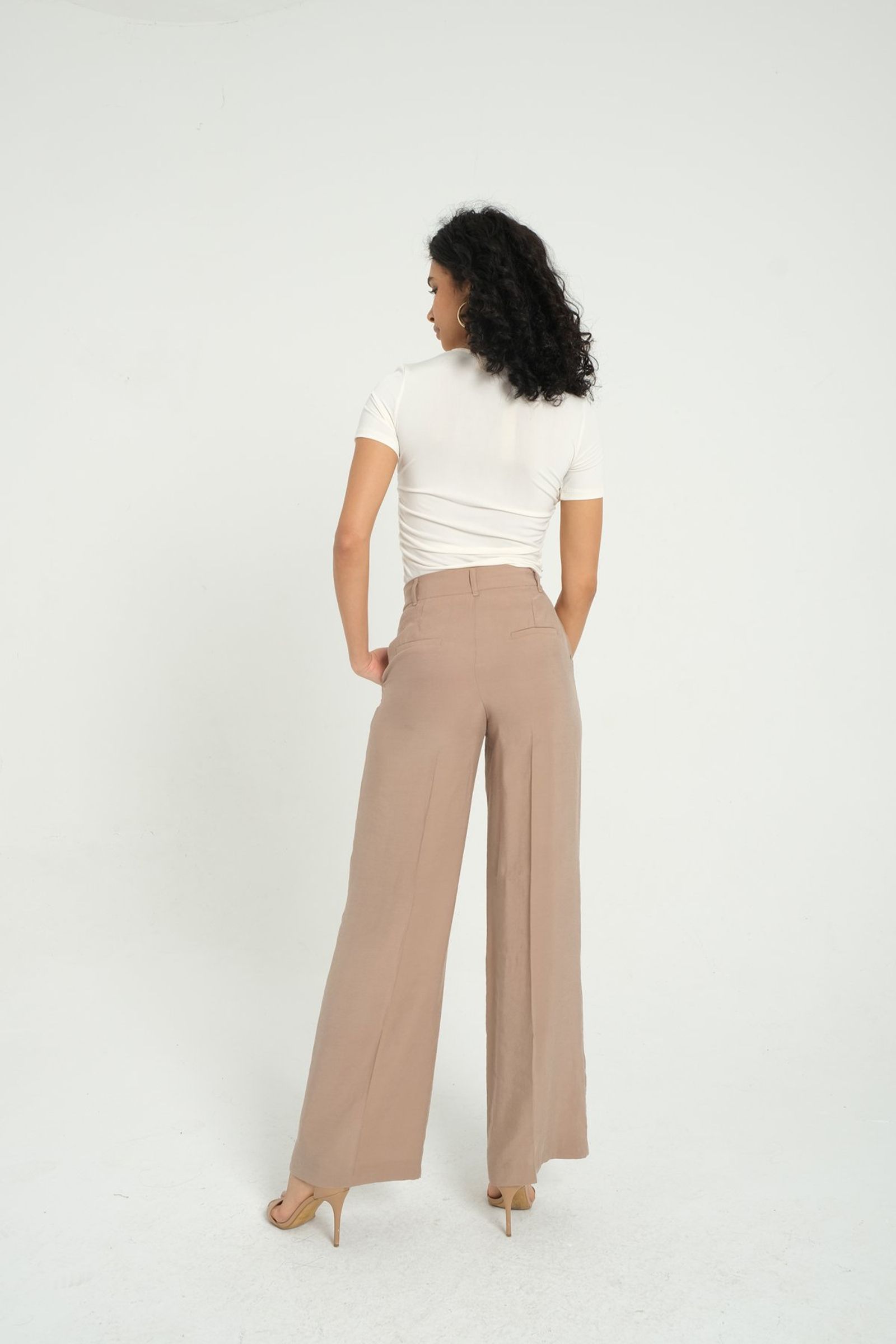 High Waist Pleated Wide Leg Trousers