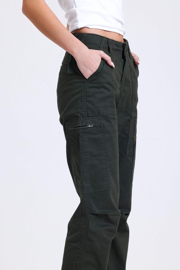 High Waist Zippered Slit Straight Leg Trousers 3