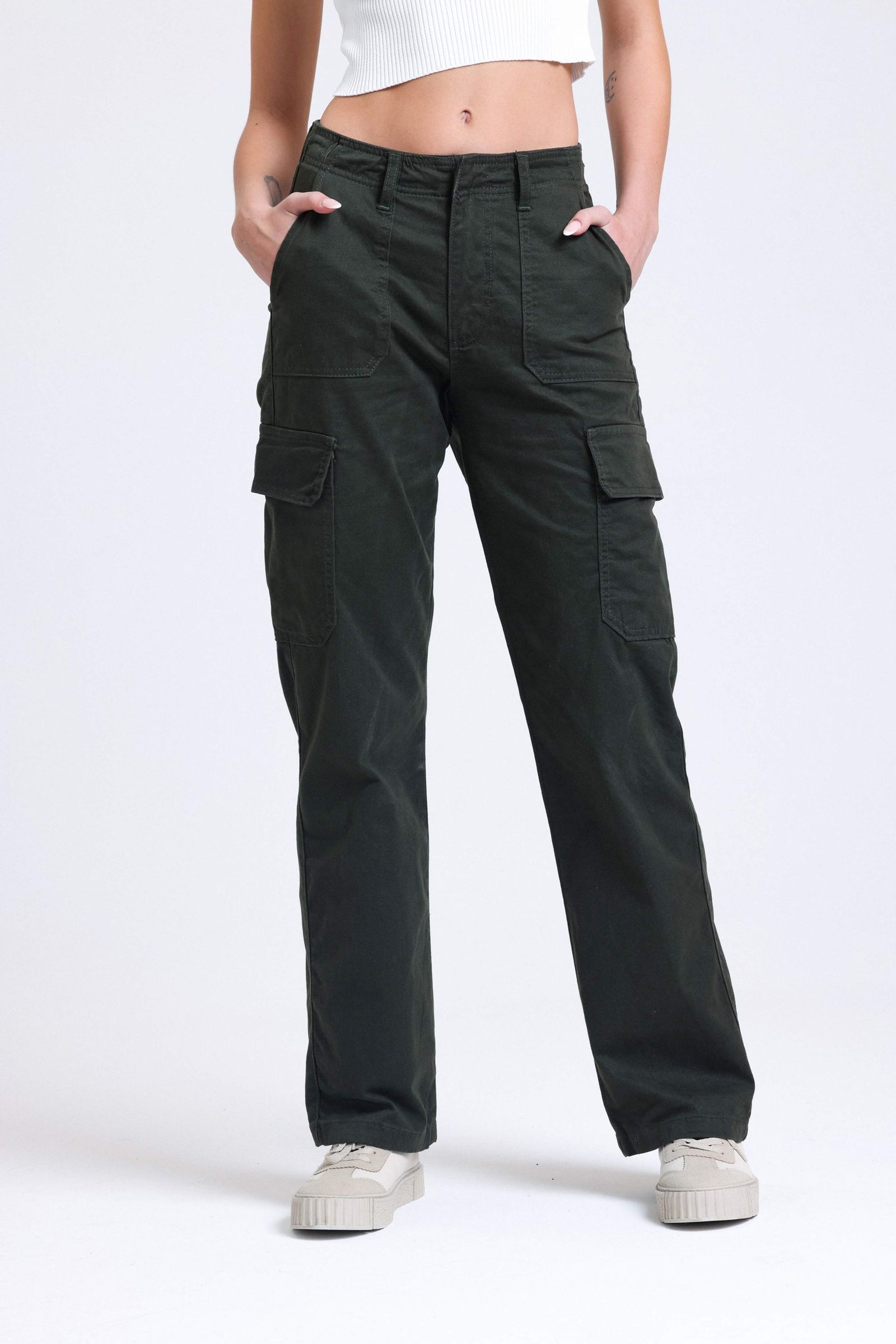 High Waist Pocket Straight Leg Trousers