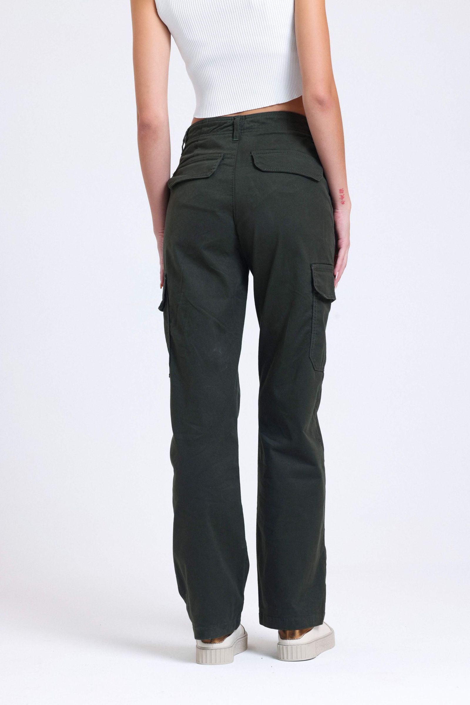 High Waist Pocket Straight Leg Trousers