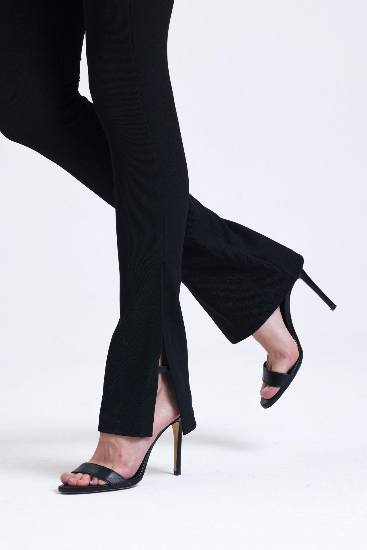 High Waist Slit Flare Trousers