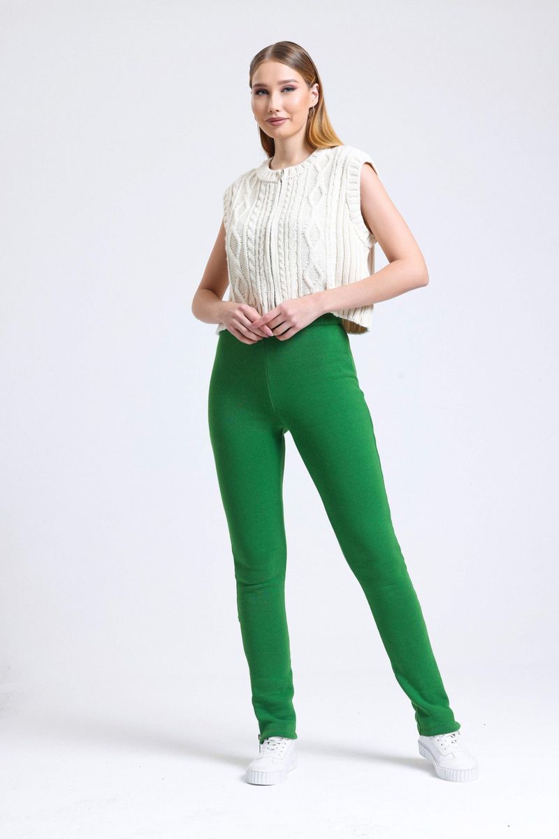 High Waist Zippered Slit Sweatpant Trousers 1