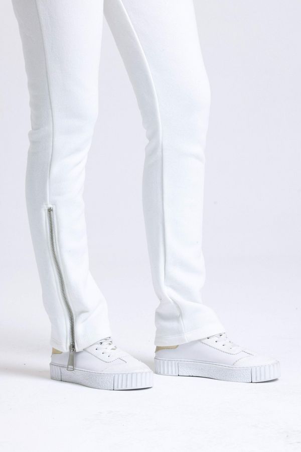High Waist Zippered Slit Sweatpant Trousers 1