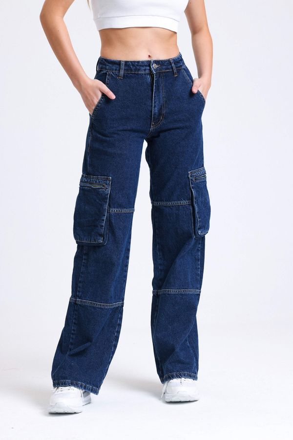 High Waist Pocket Cargo Jeans 2