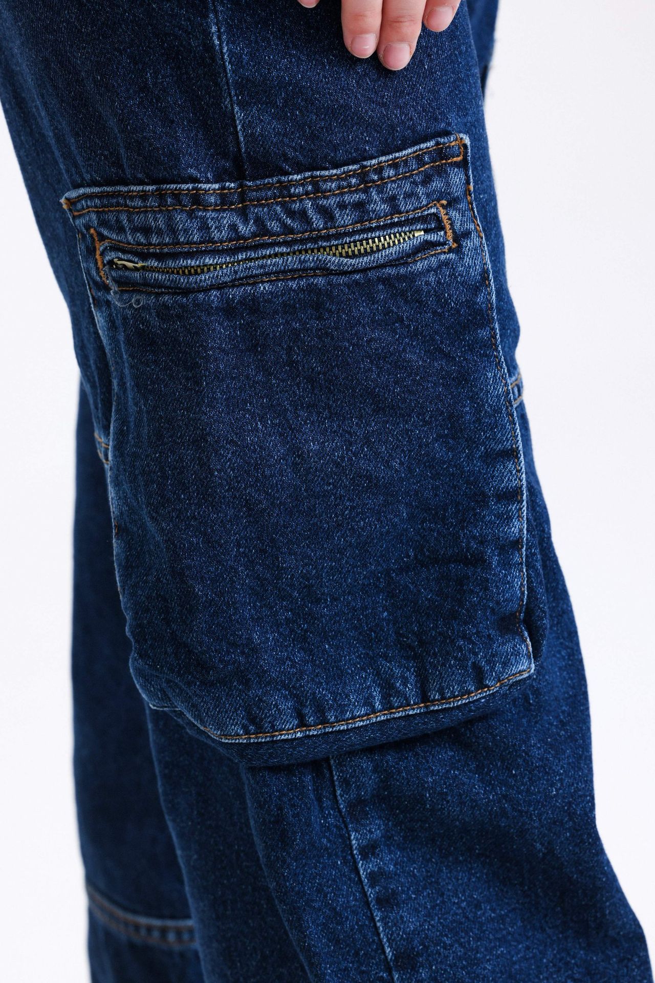 High Waist Pocket Cargo Jeans