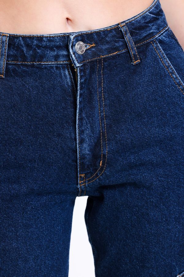 High Waist Pocket Cargo Jeans 7