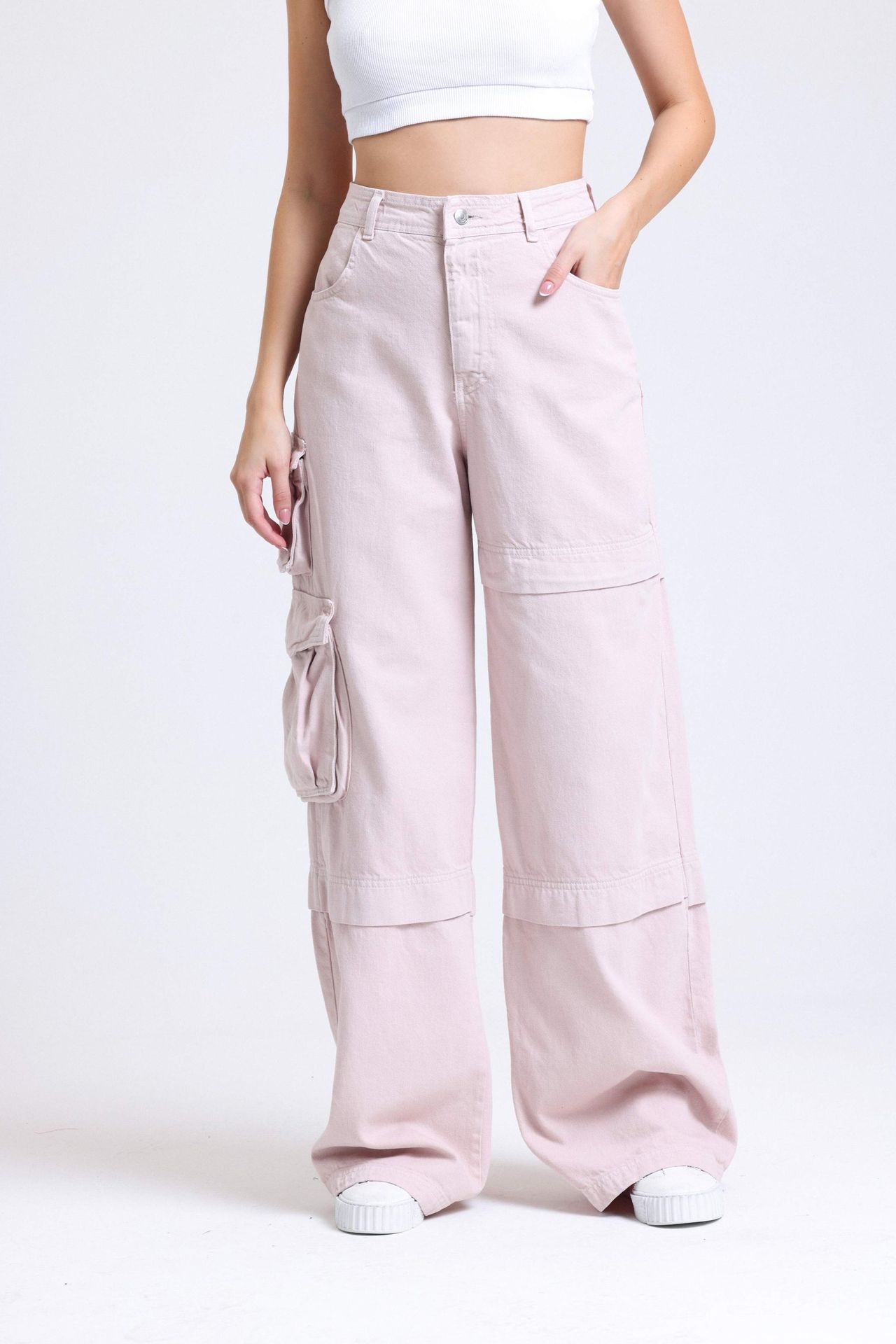 High Waist Pocket Cargo Trousers