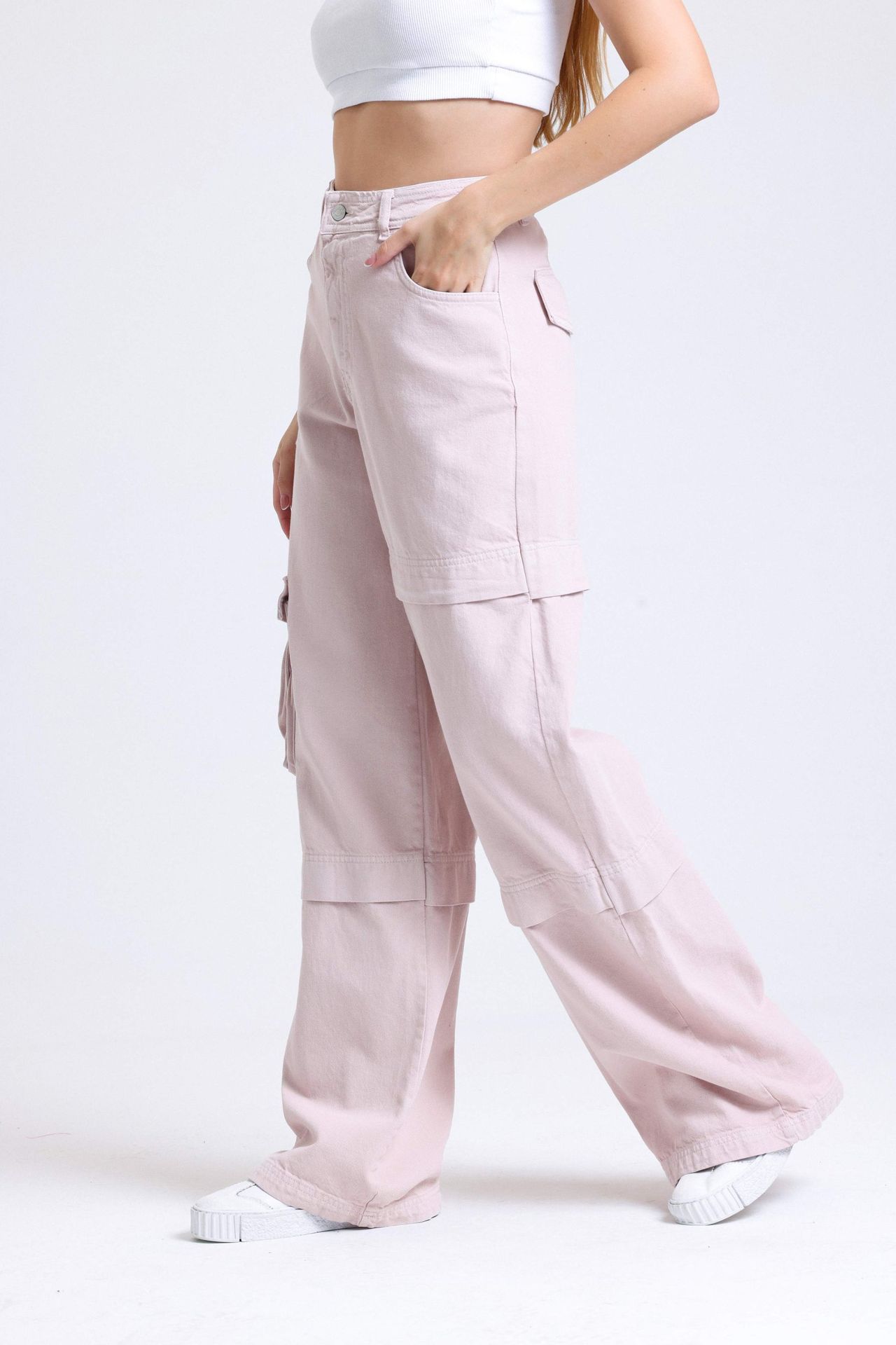 High Waist Pocket Cargo Trousers
