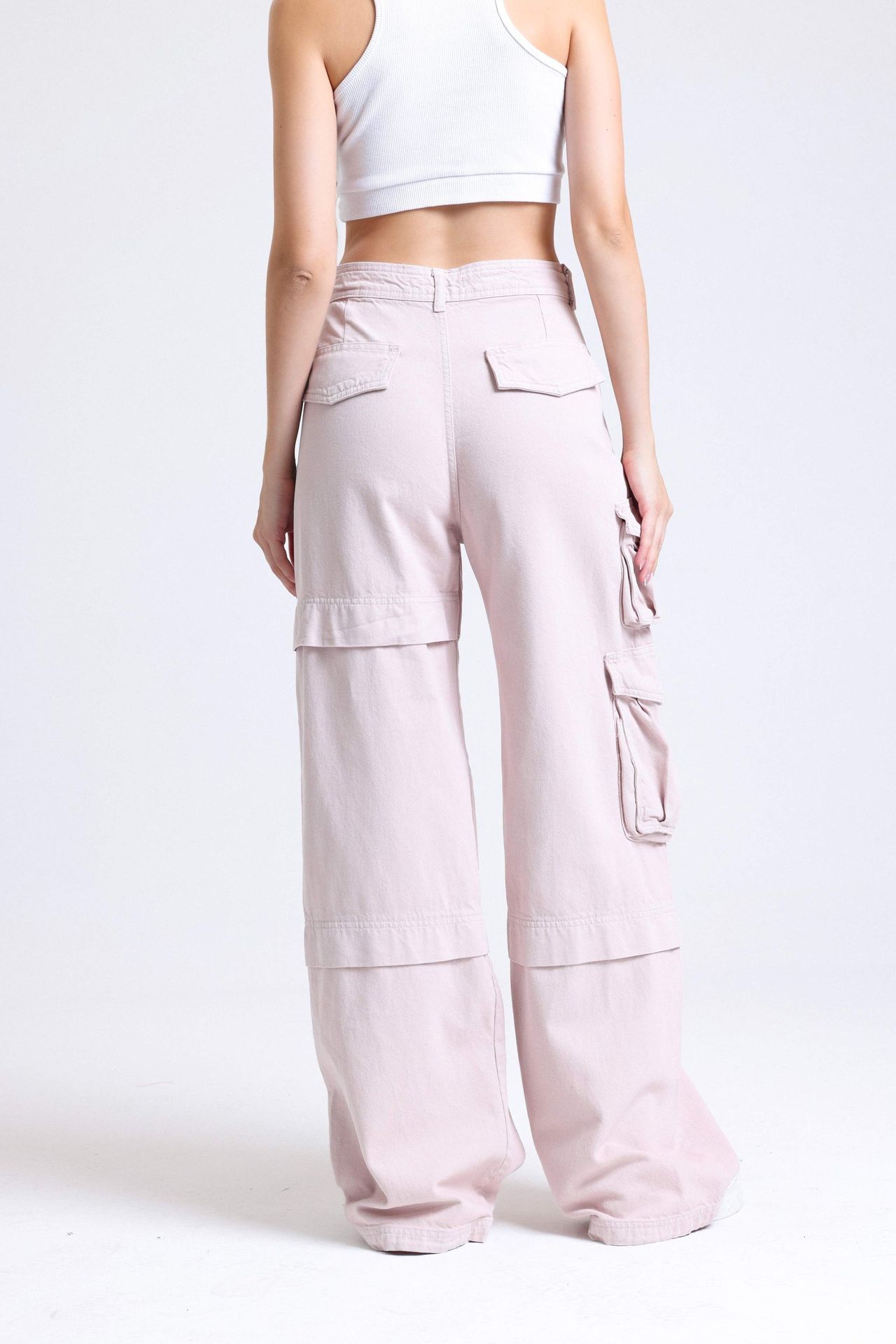 High Waist Pocket Cargo Trousers