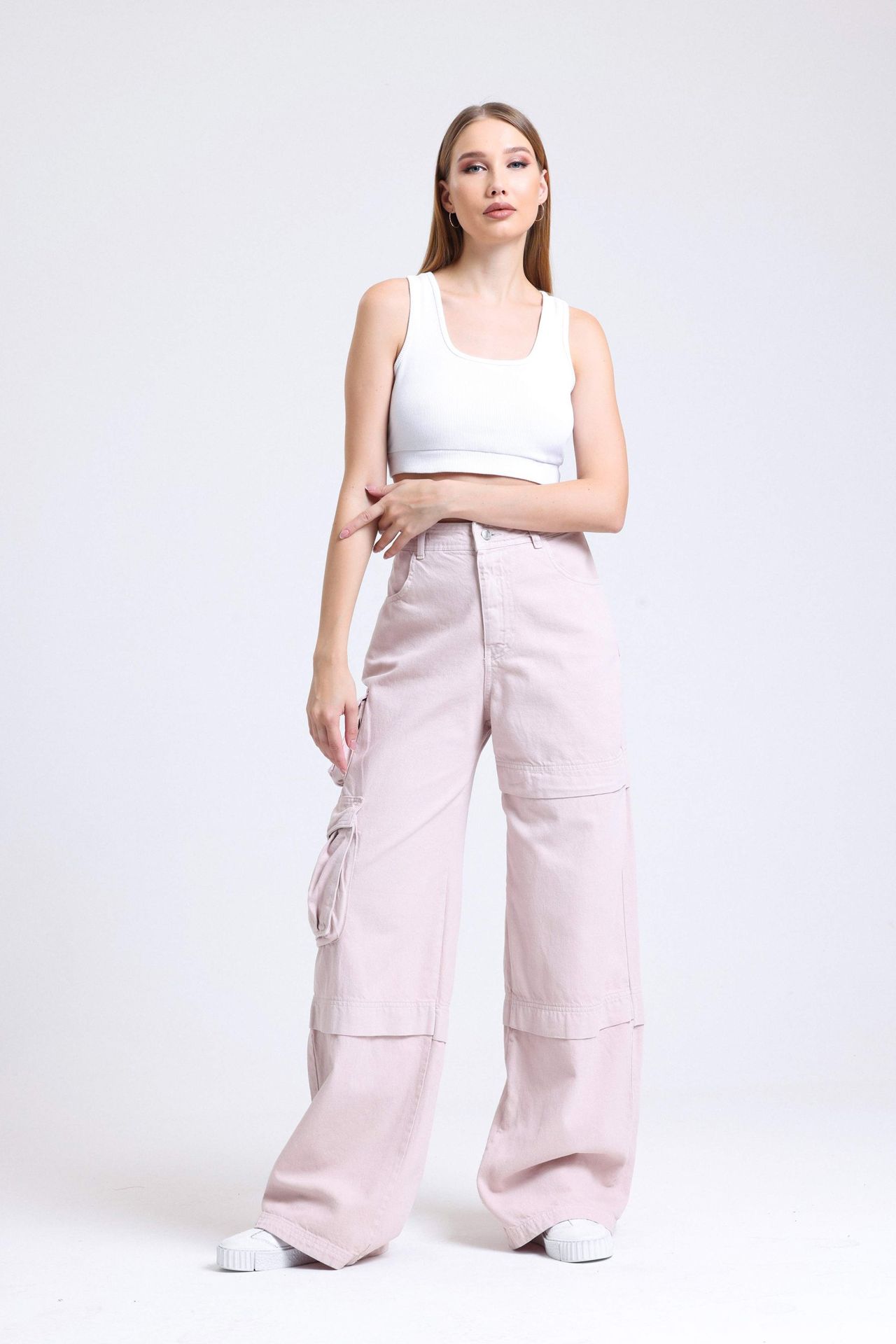 High Waist Pocket Cargo Trousers