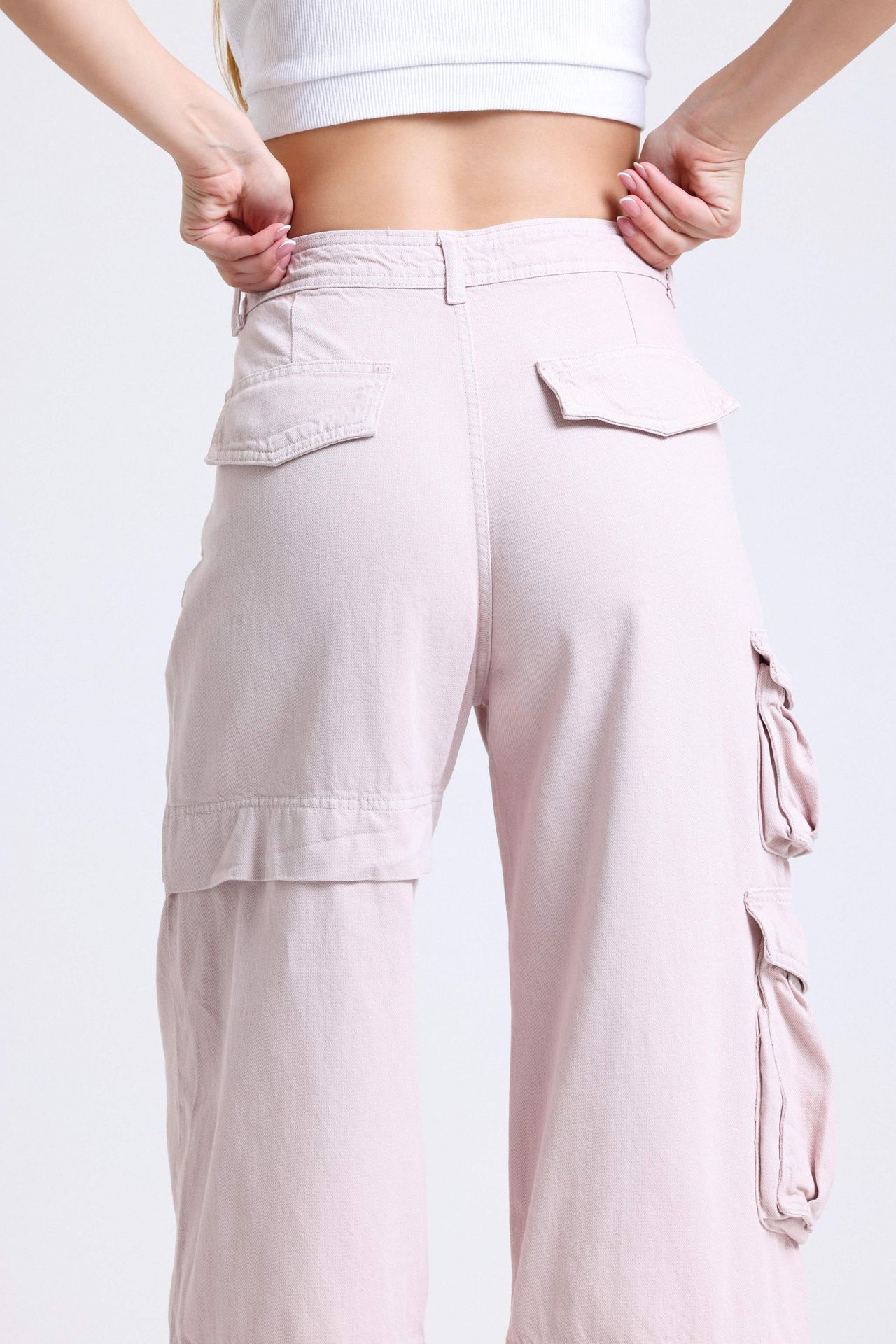 High Waist Pocket Cargo Trousers