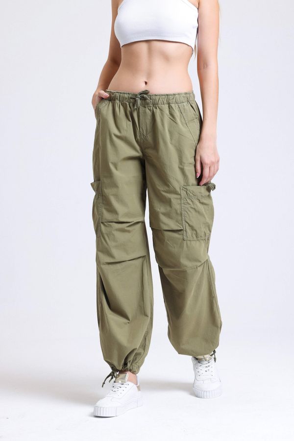 Mid Rise Drawstring Parachute Trousers 1