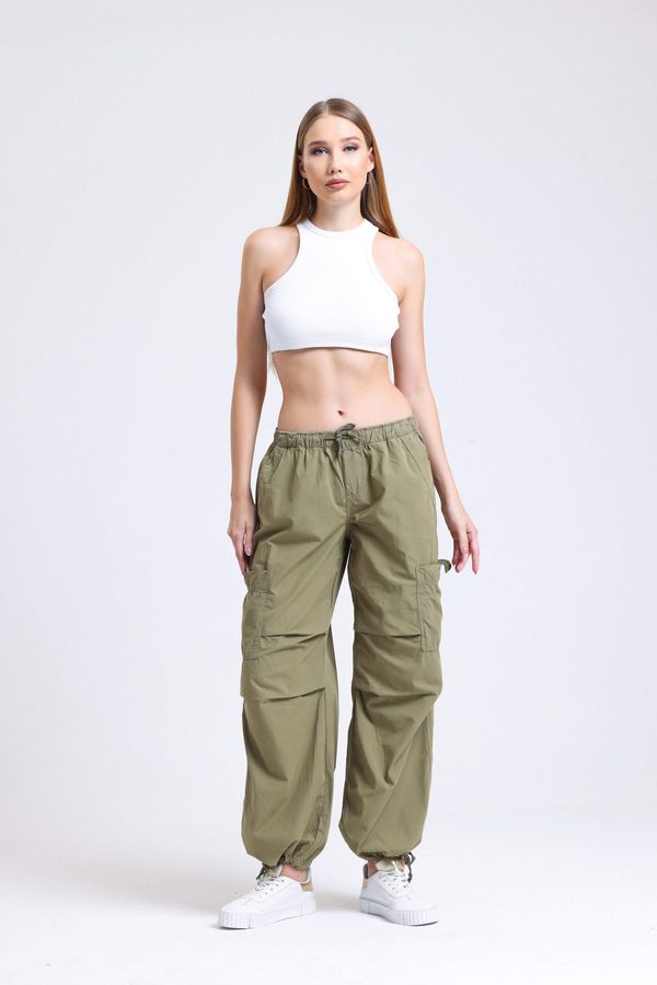 Mid Rise Drawstring Parachute Trousers 4