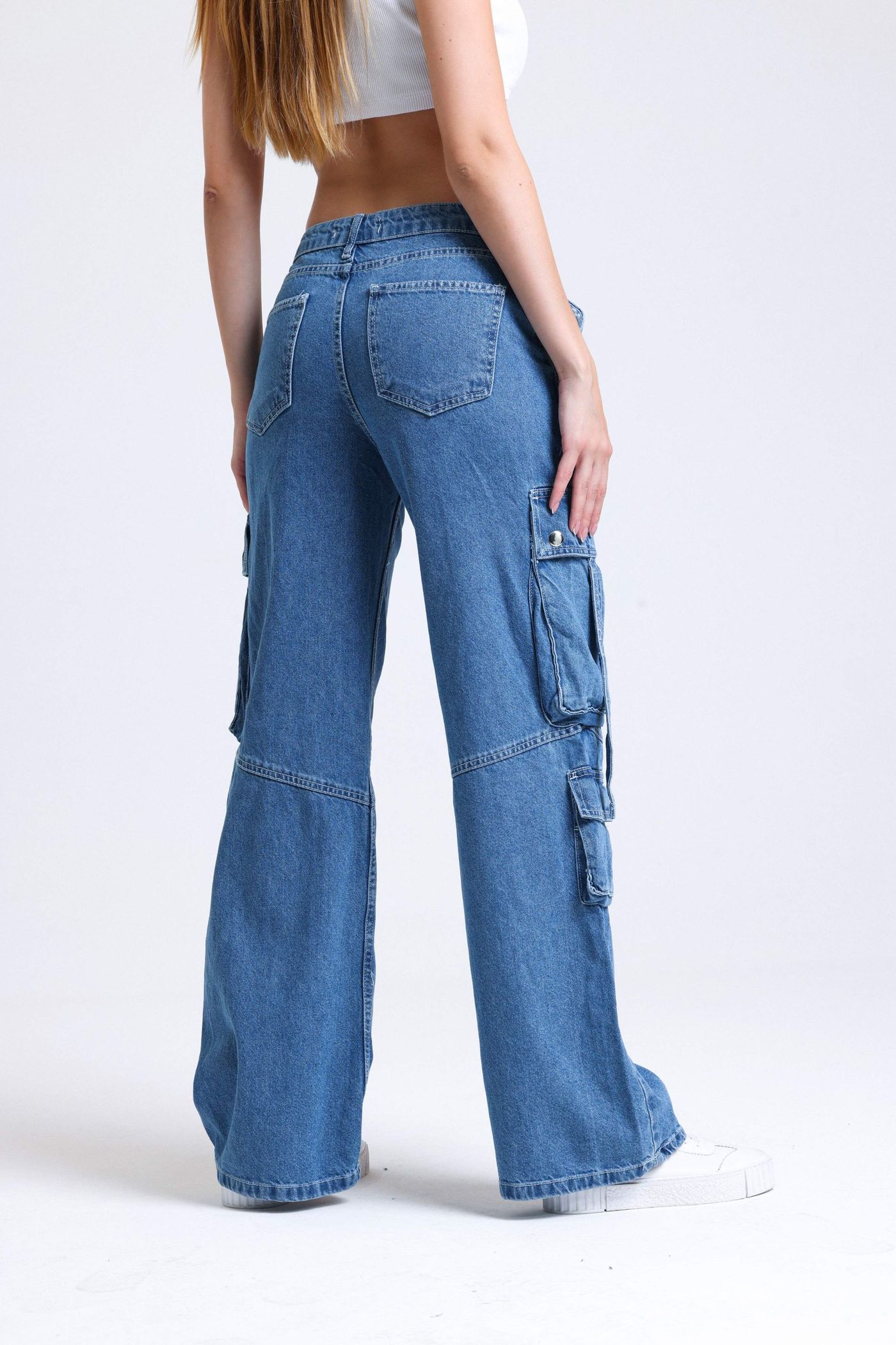 Mid Rise Pocket Cargo Jeans