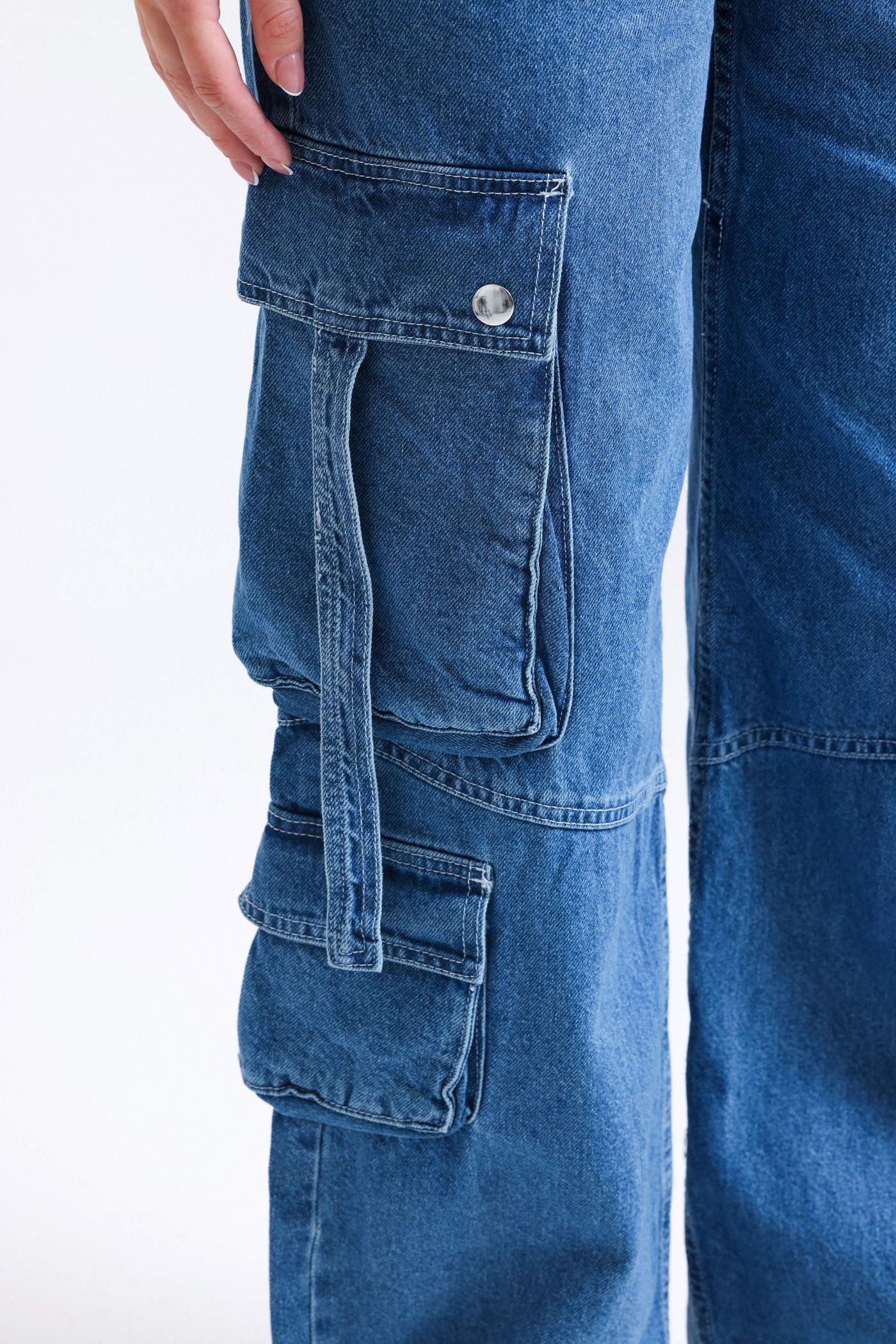 Mid Rise Pocket Cargo Jeans