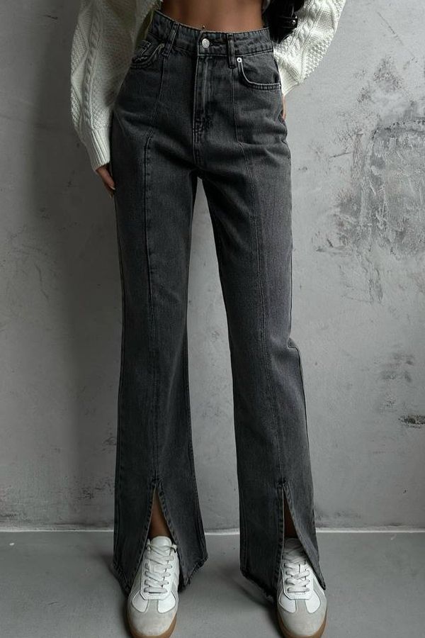 High Waist Slit Straight Leg Jeans 1