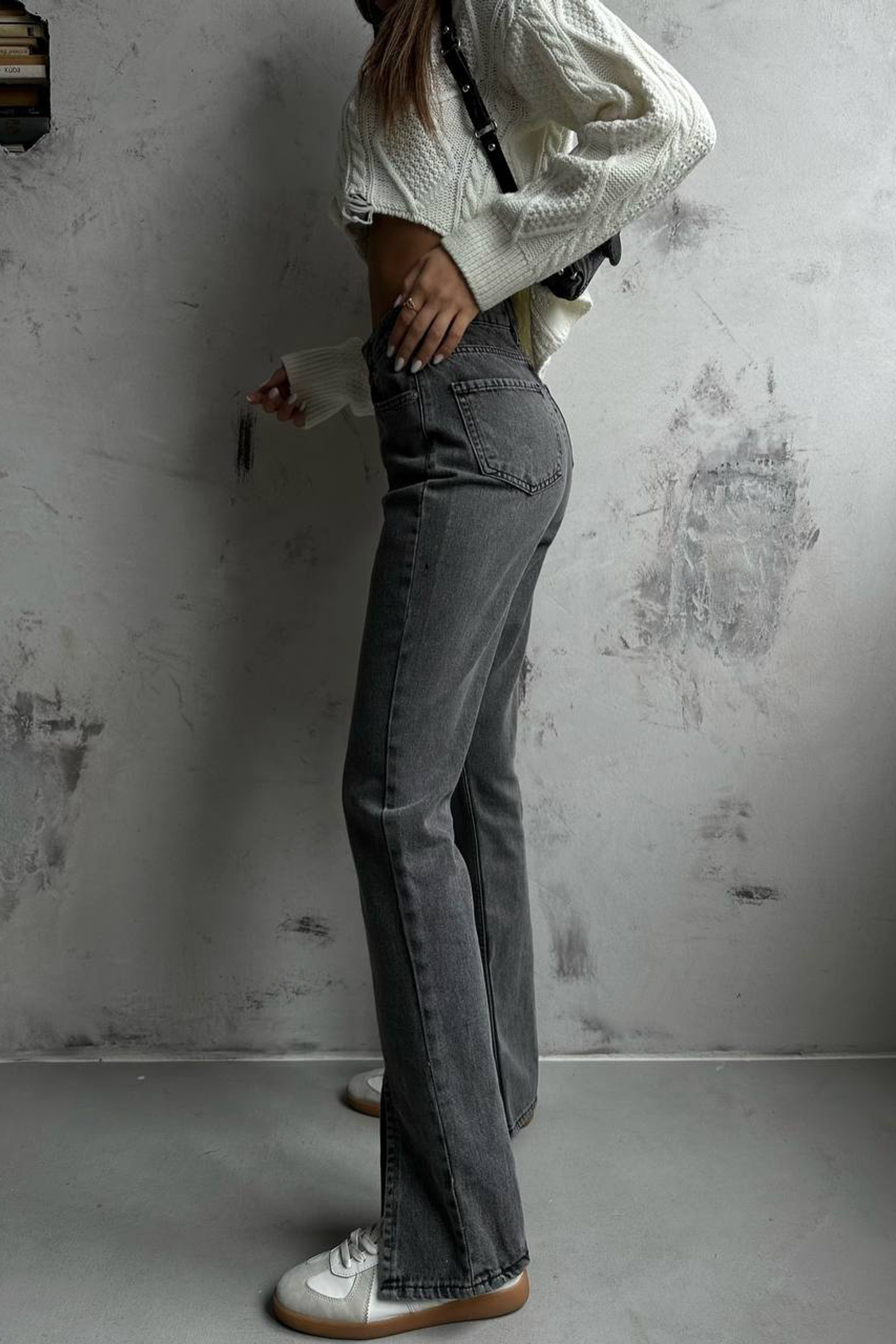 High Waist Slit Straight Leg Jeans