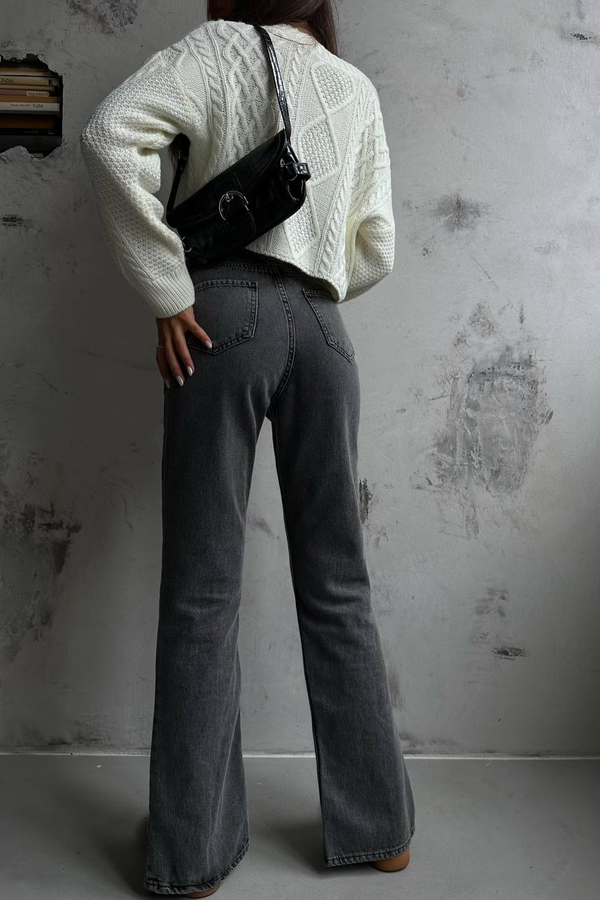 High Waist Slit Straight Leg Jeans 4
