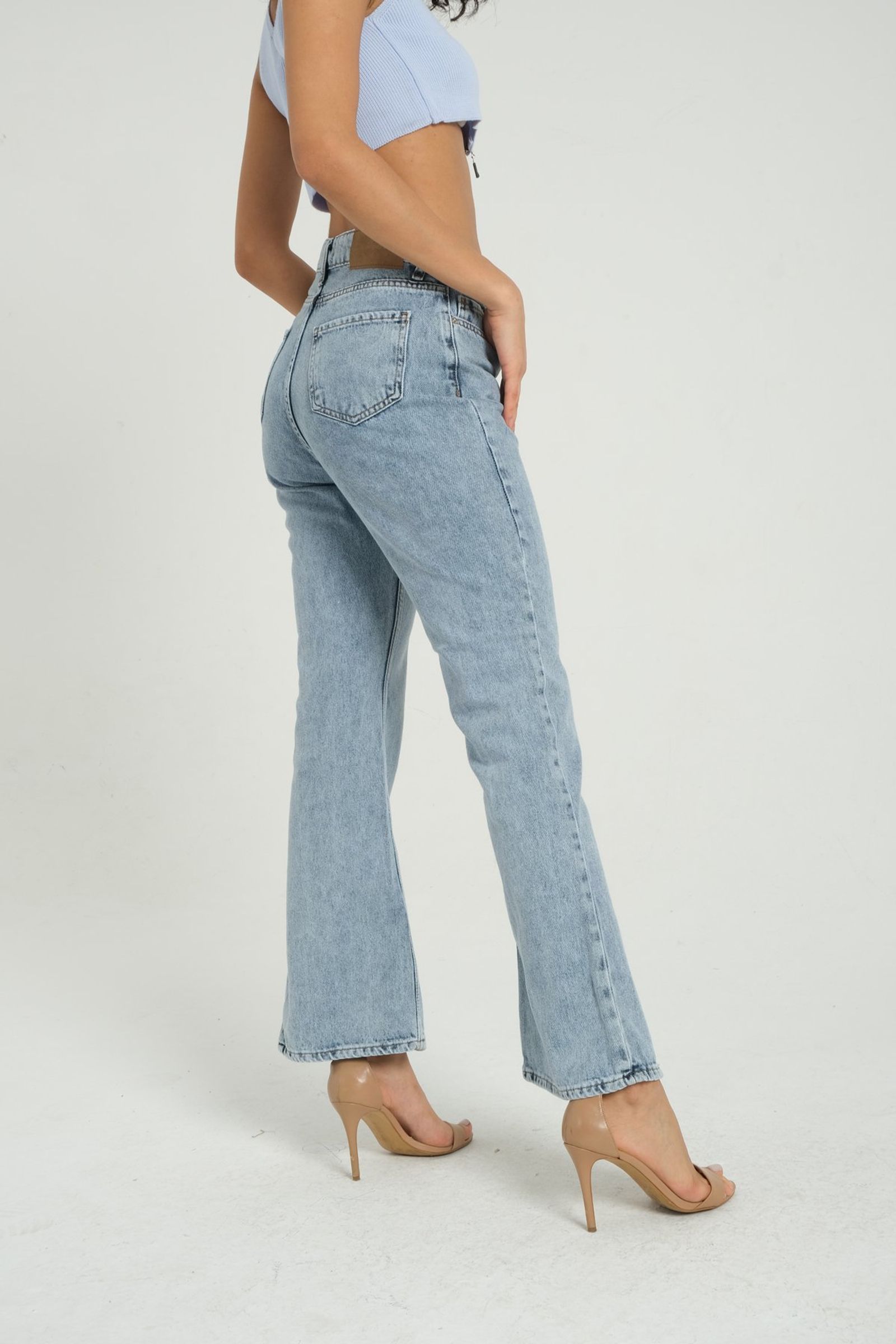 High Waist Slit Straight Leg Jeans