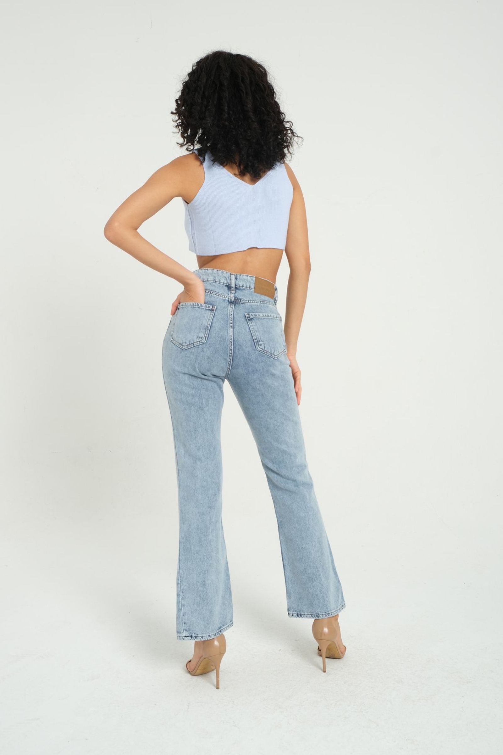 High Waist Slit Straight Leg Jeans