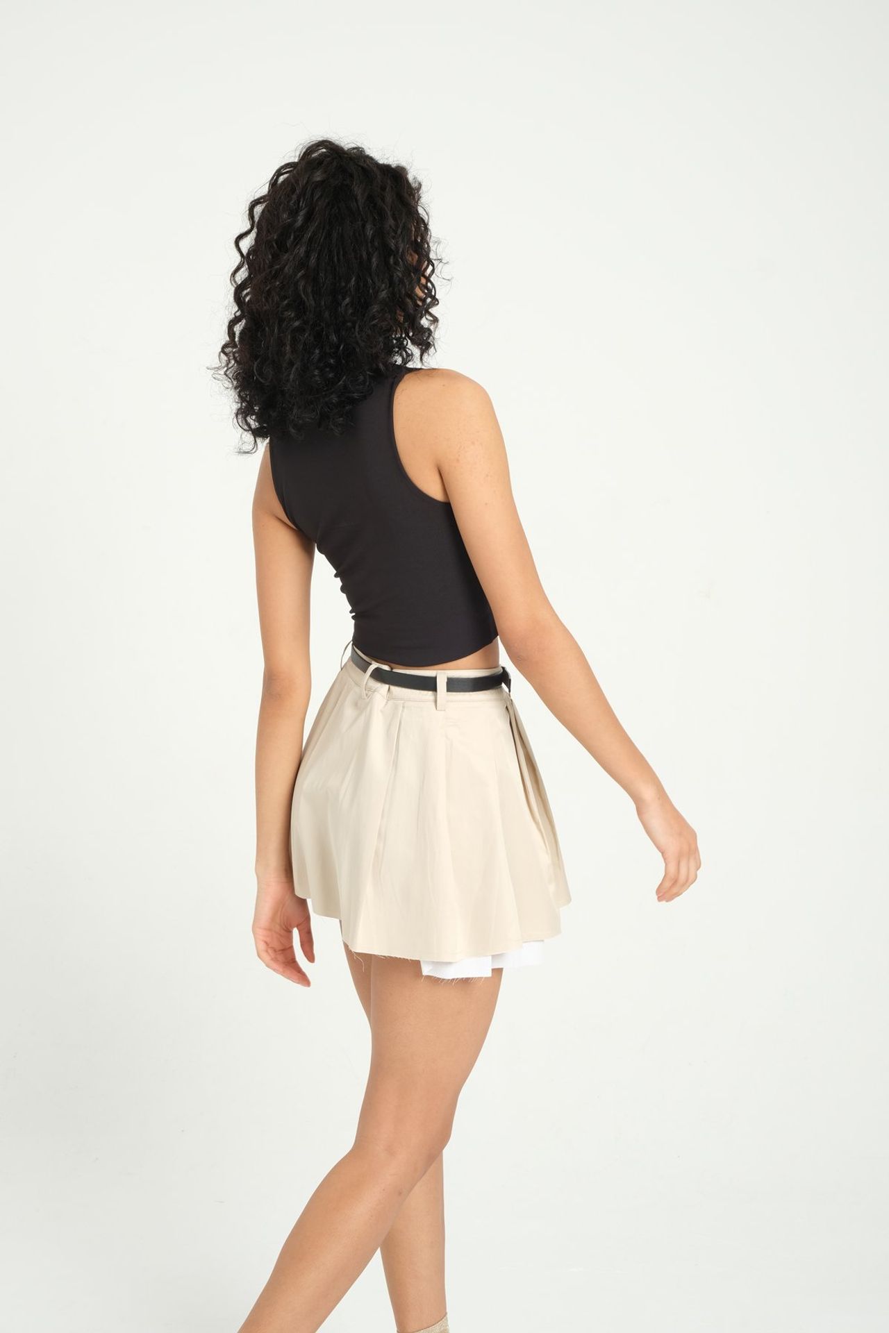 High Waist Pleated Pocket Mini Skirt