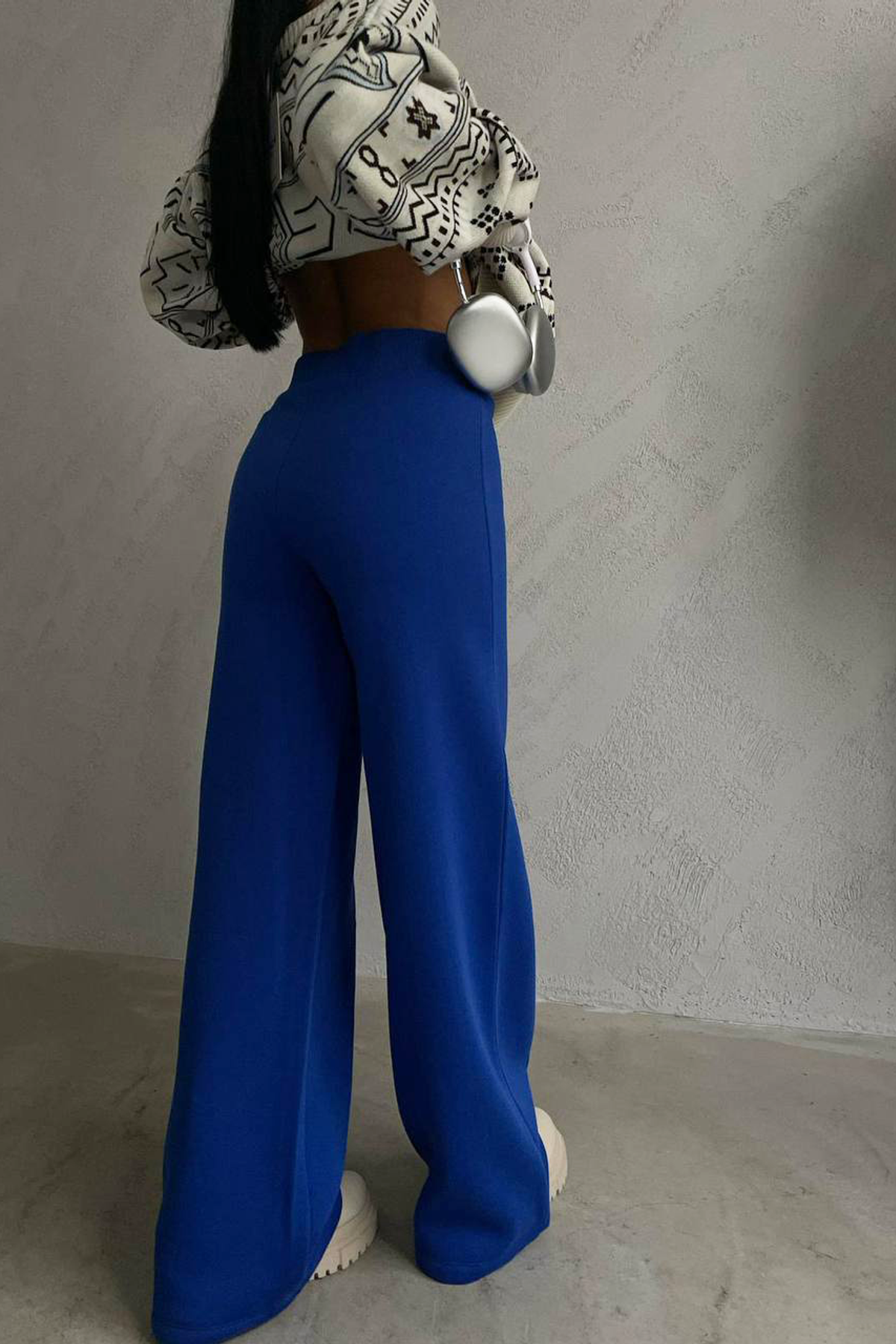 High Waist Ribbed Sweatpant Trousers