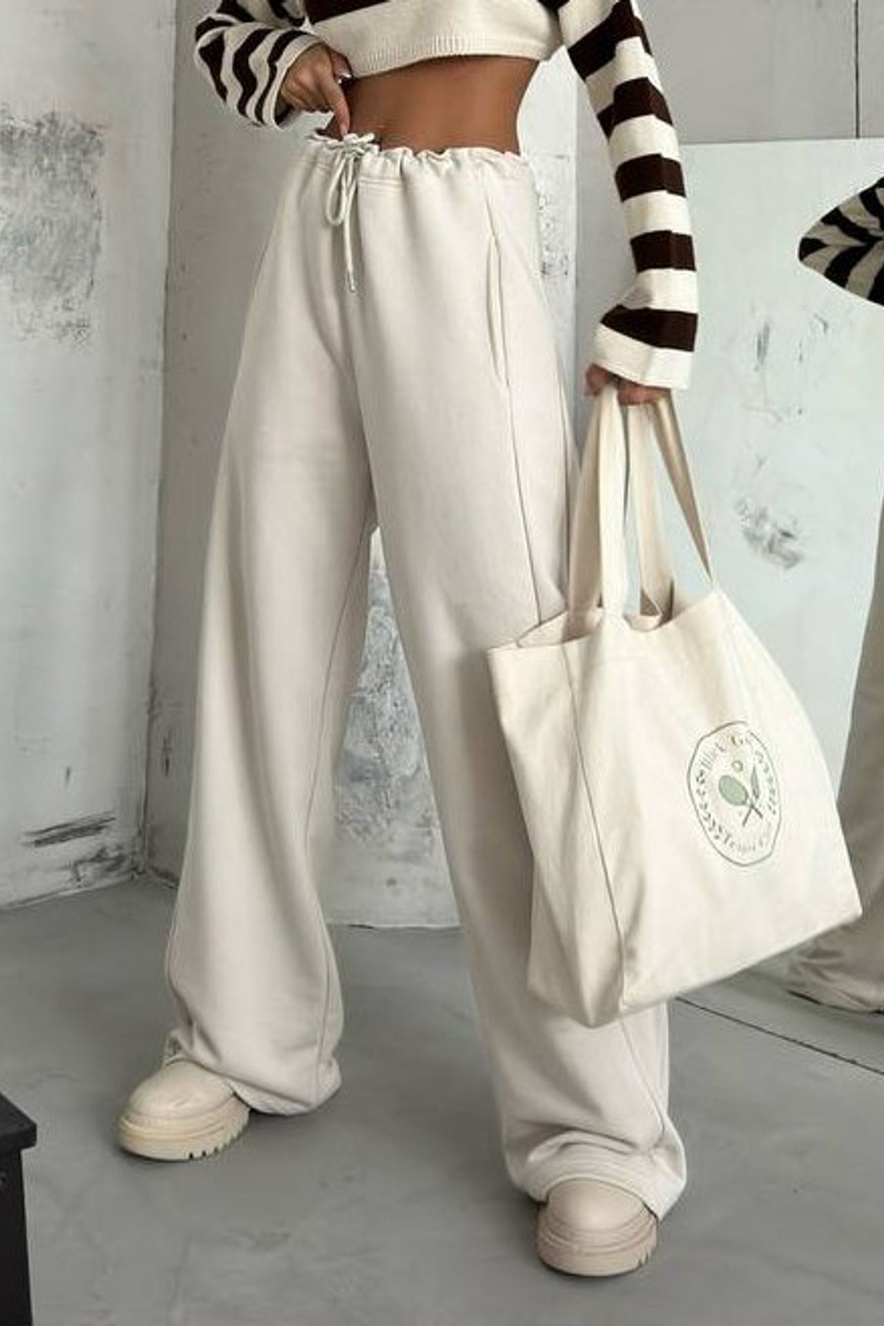 High Waist Drawstring Sweatpant Trousers