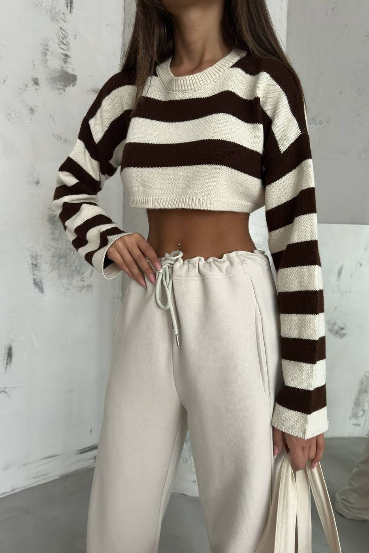 High Waist Drawstring Sweatpant Trousers