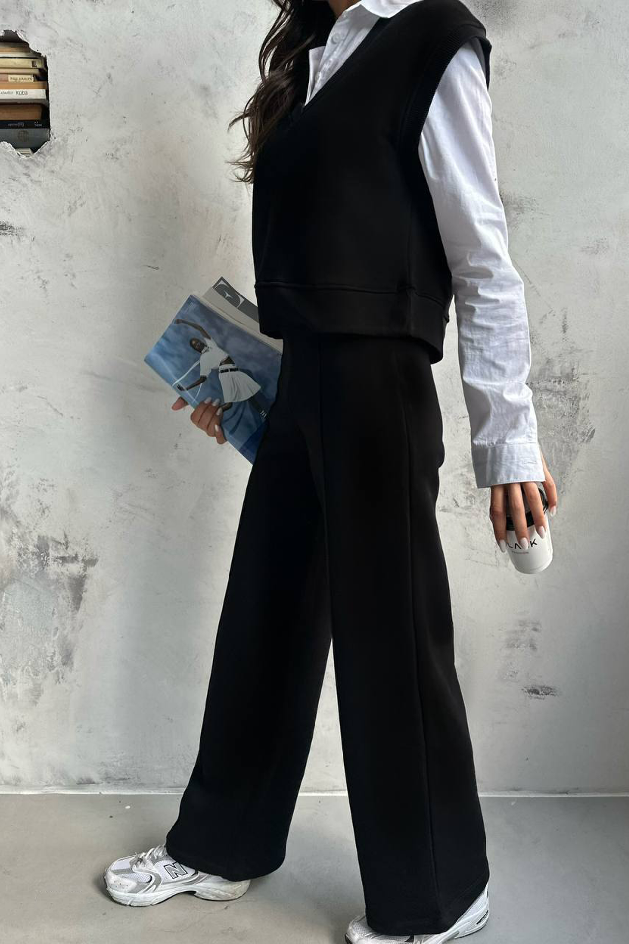 High Waist Ribbed Sweatpant Trousers