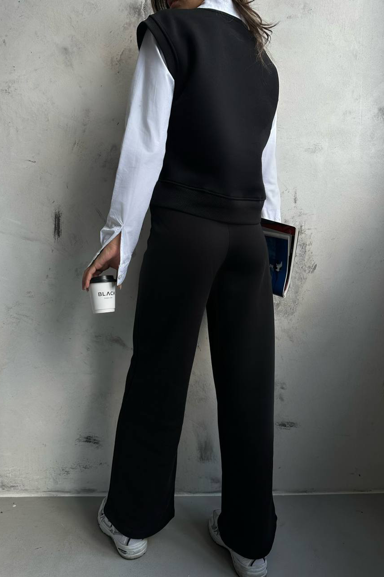 High Waist Ribbed Sweatpant Trousers