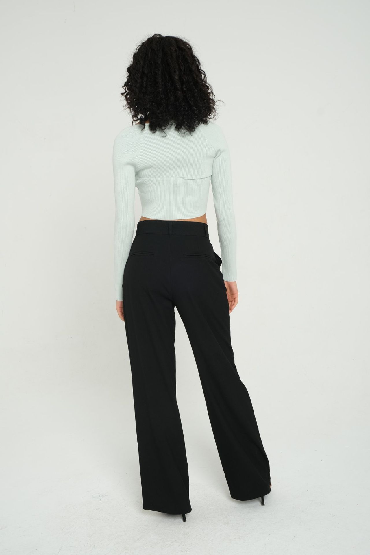 High Waist Pleated Wide Leg Trousers