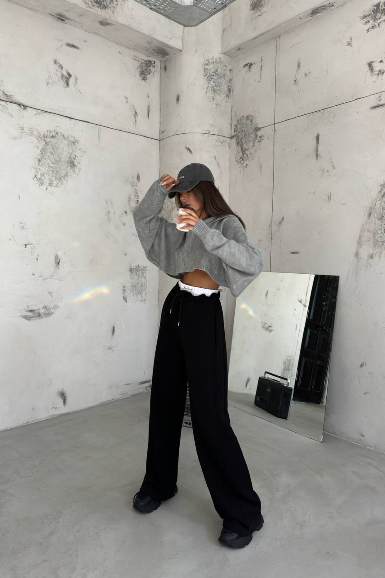 High Waist Drawstring Sweatpant Trousers