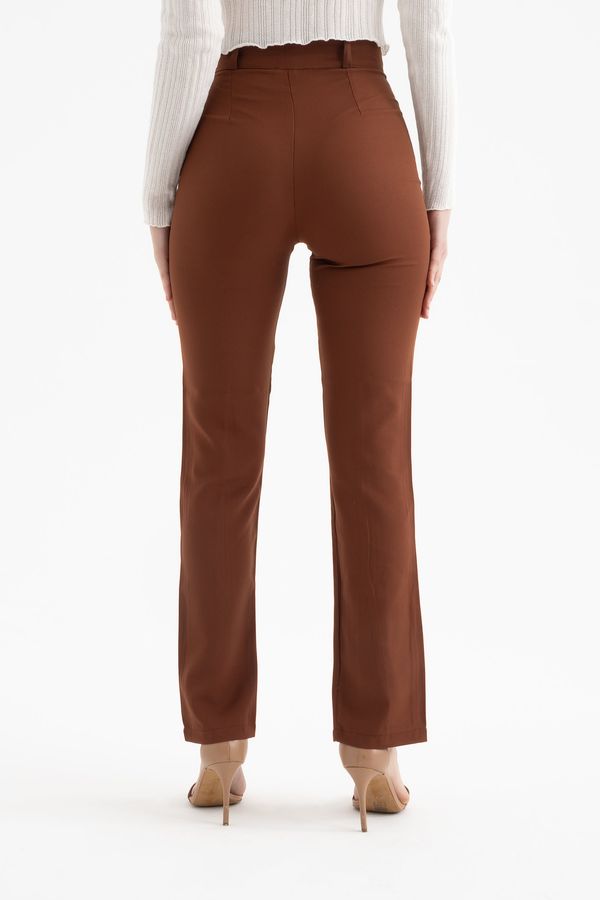 High Waist Slit Straight Leg Trousers 2