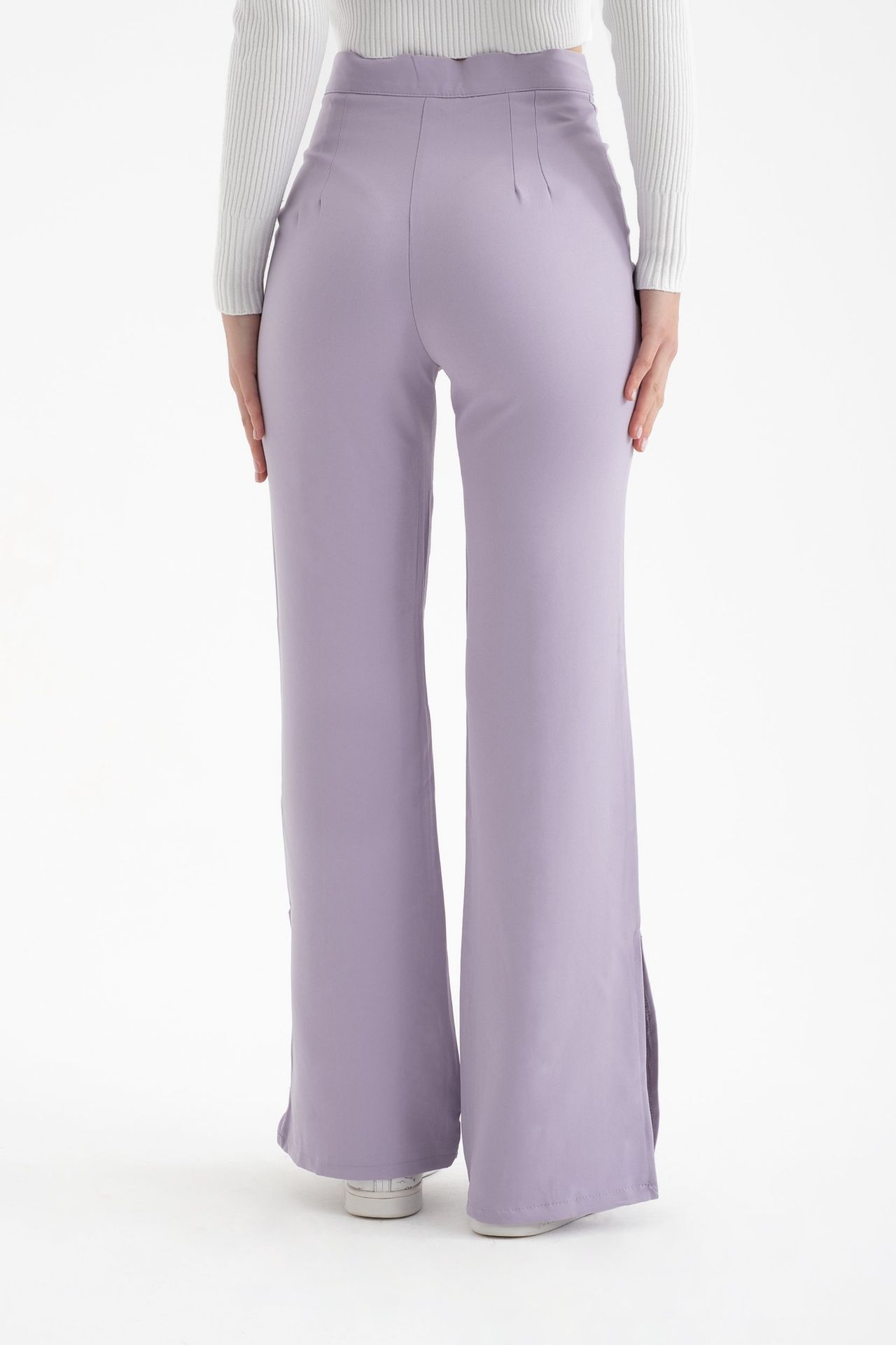 High Waist Slit Straight Leg Trousers