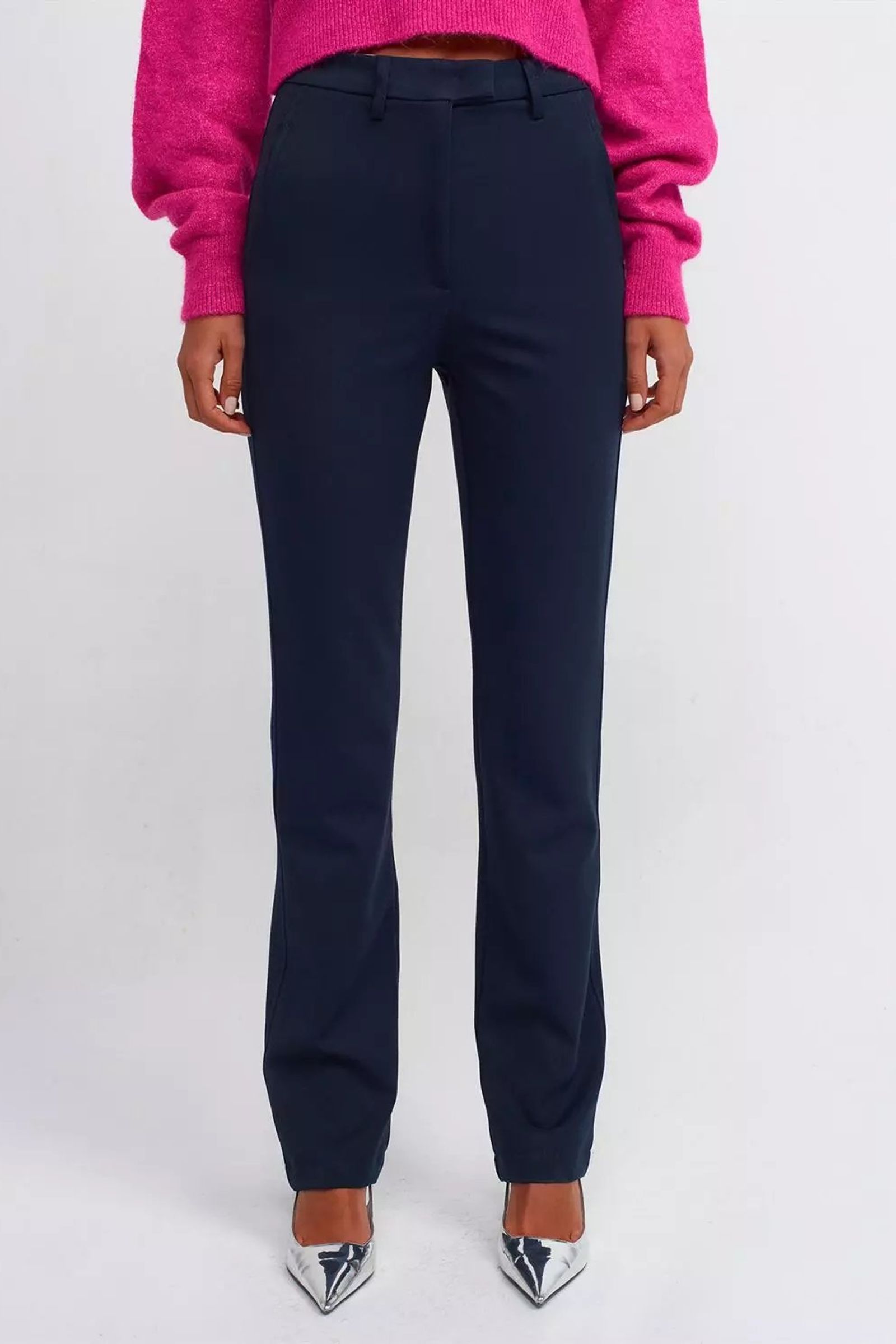 Mid Rise Straight Leg Trousers