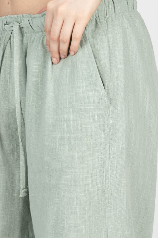Linen Low Rise Drawstring Trousers 5