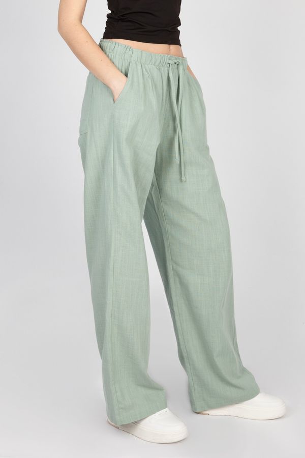 Linen Low Rise Drawstring Trousers 3