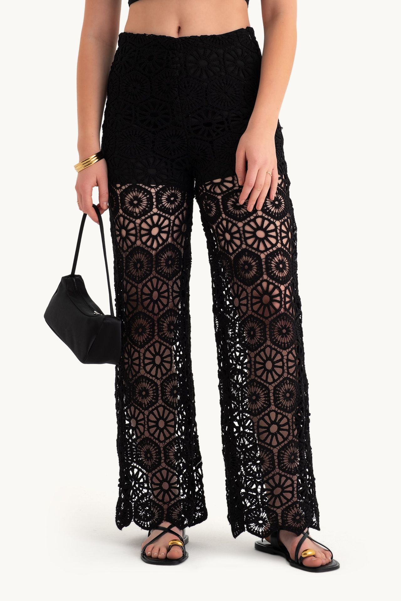 Lace Crochet High Waist Trousers