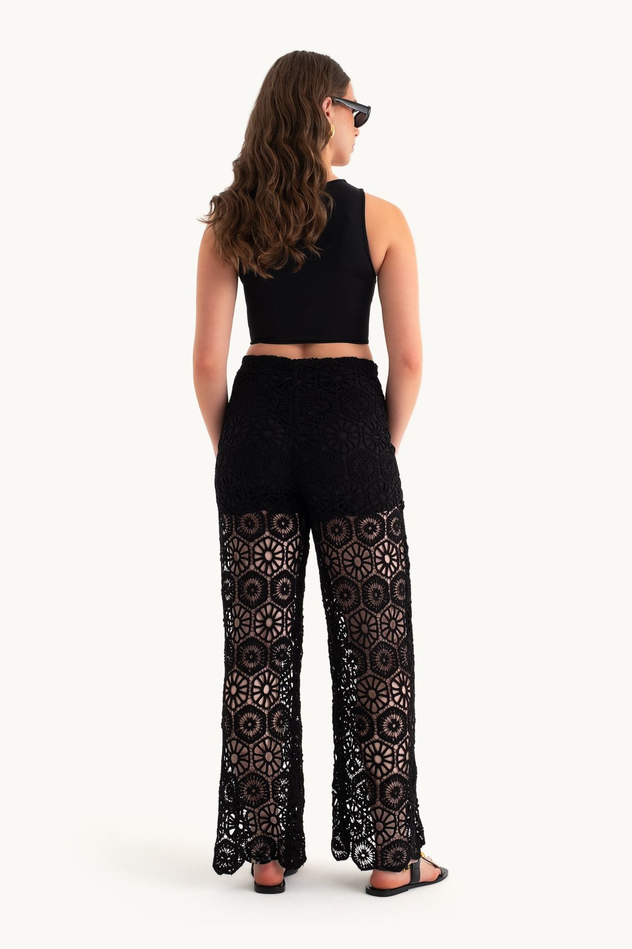 Lace Crochet High Waist Trousers