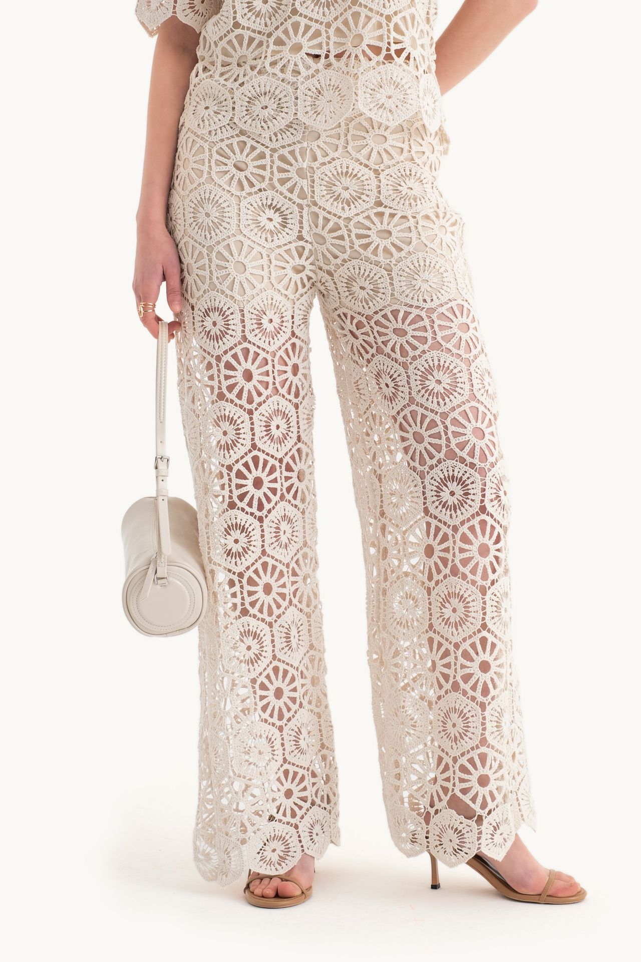 Lace Crochet High Waist Trousers