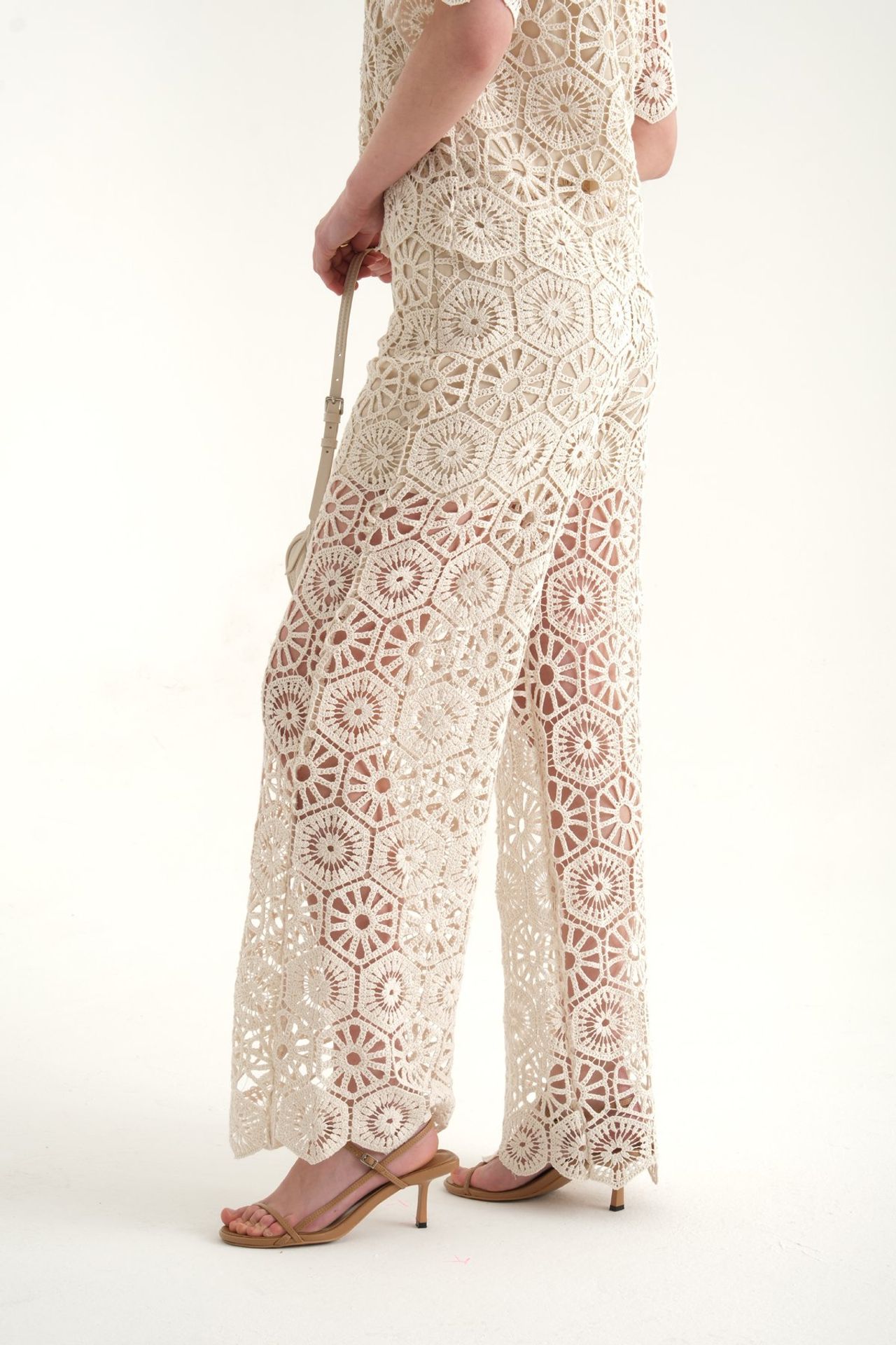 Lace Crochet High Waist Trousers
