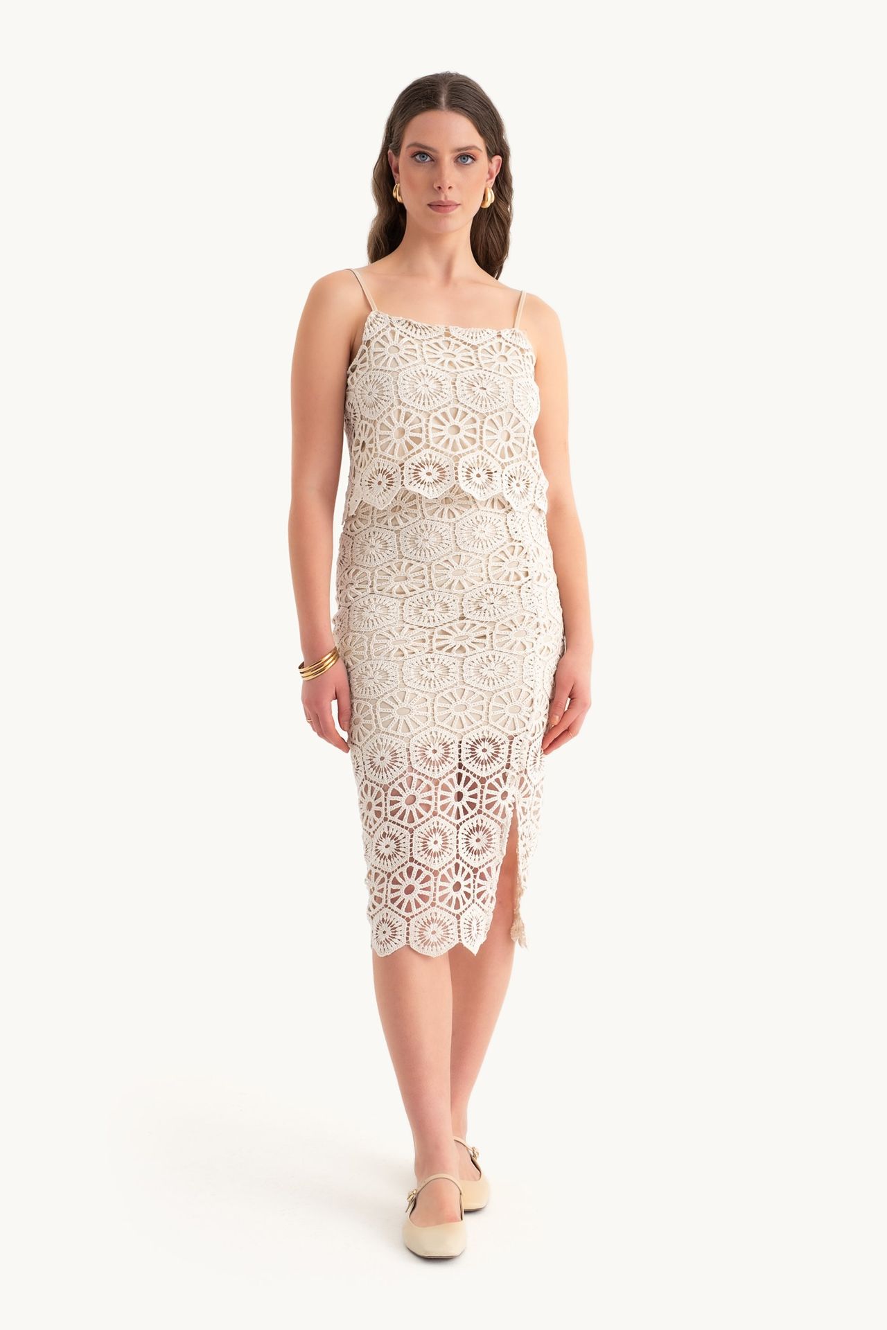 Lace Crochet Mid Rise Skirt