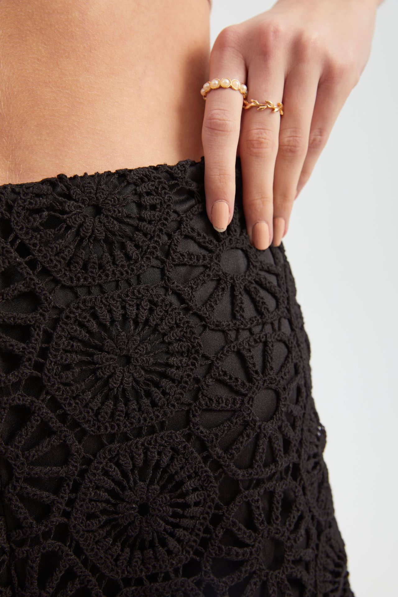 Lace Crochet Mid Rise Shorts