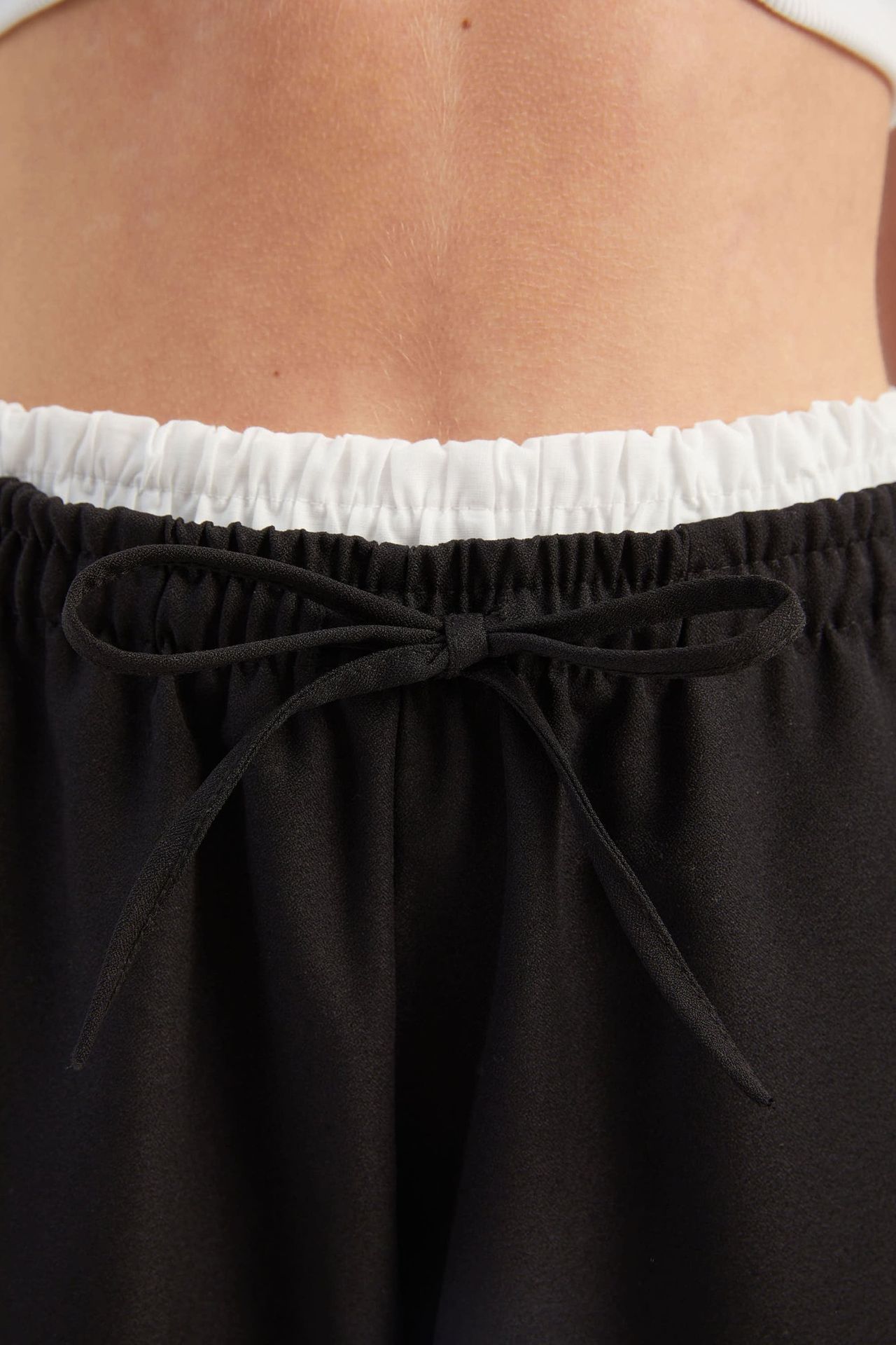 Mid Rise Double Waistband Drawstring Trousers