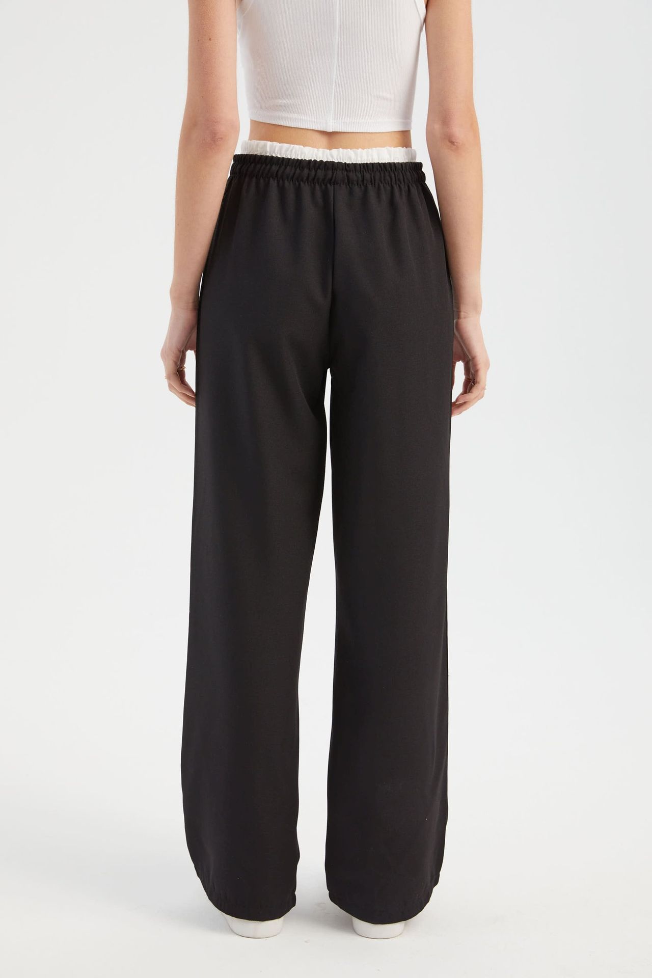 Mid Rise Double Waistband Drawstring Trousers