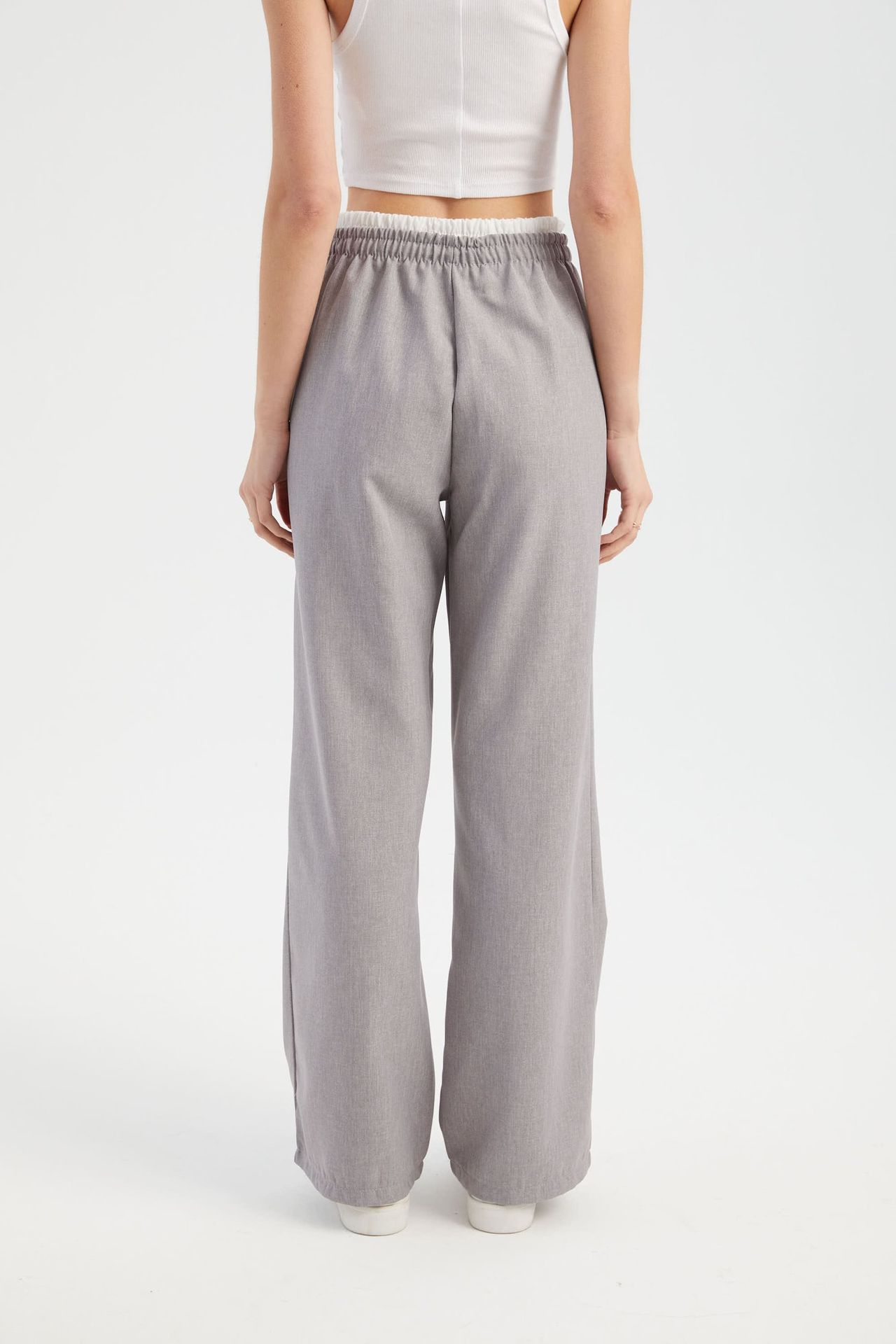 Mid Rise Double Waistband Drawstring Trousers